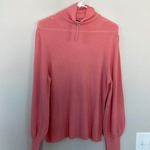 NWT J. Crew pink wool turtleneck. Puff sleeve. Size XL
